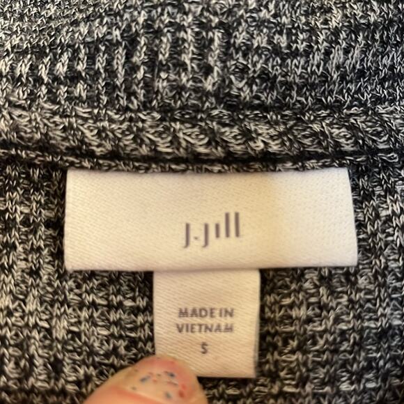 J. Jill Cowl Neck Waffle Knit Long Sleeve Top Size S Gray Tie Ruched Side Hem - Picture 4 of 8